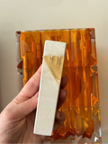 Limestone + onyx brown 3d Letter mezuzah