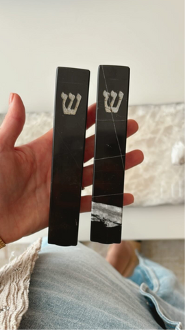 Port Laurent marble mezuzah with engraved shin