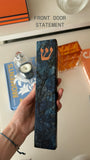 Blue Agatha granite bronze engraved letter mezuzah