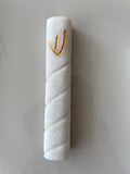 White marble half twisted modern shin Mezuza