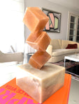 The Cubic Sculpture.  Onyx beige base and Onyx brown cubes.