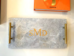 Skyros grey marble versatil tray with silver handles