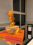 The Cubic Sculpture.  Onyx beige base and Onyx brown cubes.