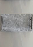 Skyros grey marble versatil tray with silver handles