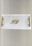 Snow white marble versatil tray with gold handles