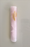 Onyx Pink Mezuza with side letter gold