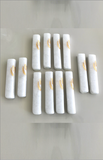 Snow white marble gold side letter mezuzah